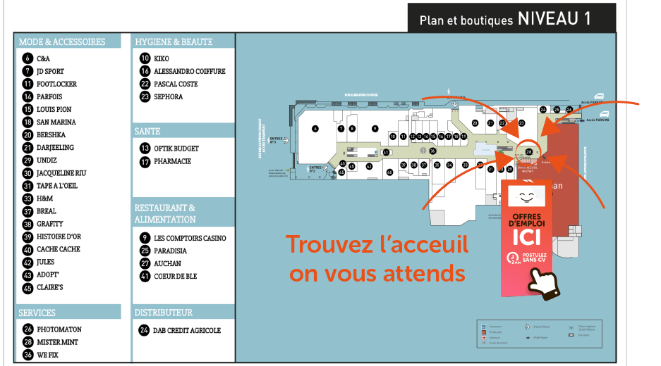 plan du centre avec emplacement de la borne